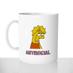 mug classique en céramique 11oz personnalisé personnalisation photo série lisa simpsons anti social loser offrir cadeau