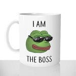 mug classique en céramique 11oz personnalisé personnalisation photo pepe frog meme i am the boss patron personnalisable cadeau