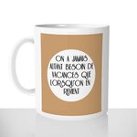mug classique en céramique 11oz personnalisé personnalisation photo besoin de vacances retour de voyage avion plage personnalisable cadeau