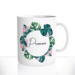 mug-tasse-Blanche-céramique-fleurs-couronne-de-monstera-plante-verte-prenom-personnalisable-copine2