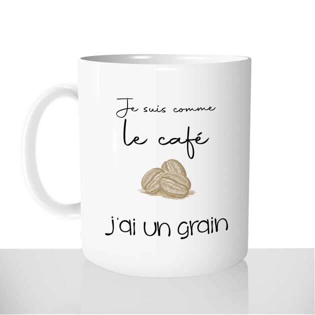 Mug 'Grain De Café - Touche Pas à Mon Café' - Blanc, Marque ADS, Neuf, Référence M9725++