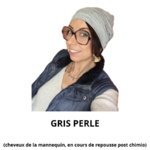GRIS PERLE (cheveux de la mannequin, en cours de repousse post chimio)
