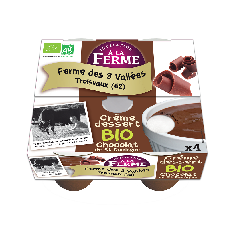 crème dessert bio chocolat ferme des 3 vallées