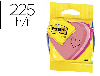 Post-it Fiche de bloc-notes Post-it Coeur, 1 bloc de 225 fe