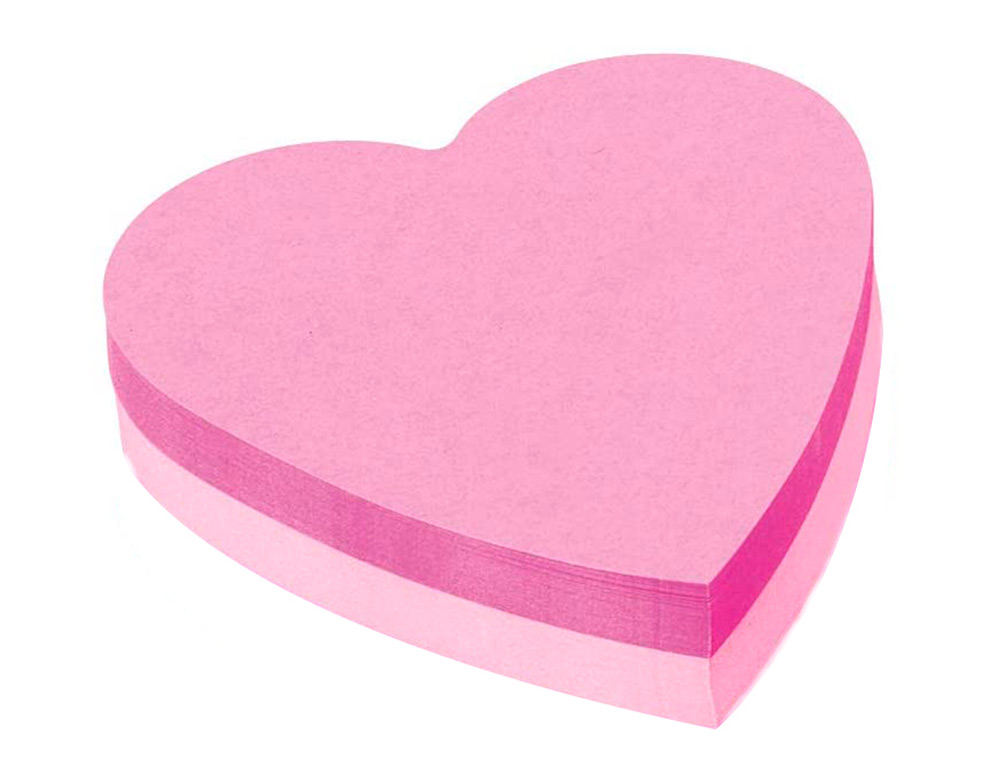 Bloc-notes post it forme coeur 75f/bloc adhesif repositionnable