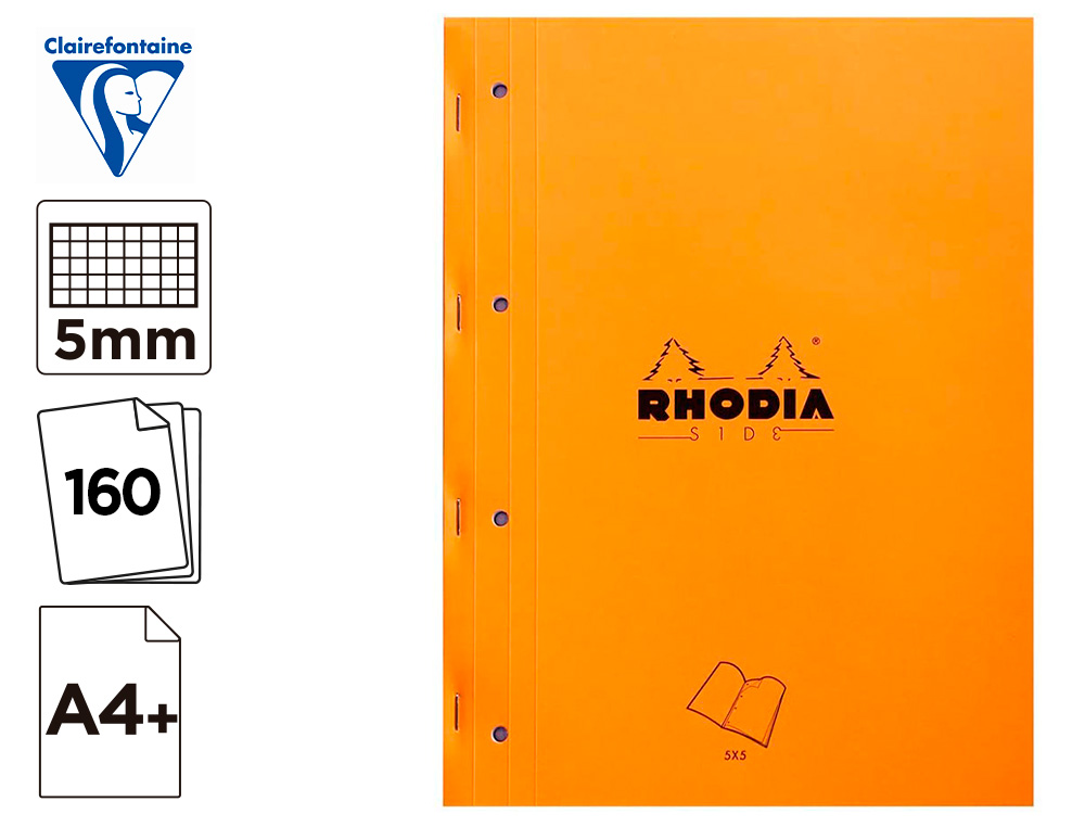 Bloc de bureau RHODIA format A4+ (21 x 32 cm) seyès 80 feuilles perforées 4  trous et détachables