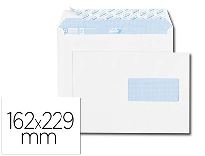 Enveloppe blanche C5 - 162 x 229 mm 80g avec fenêtre - bande autoadhésive -  paquet 500 unités pas cher