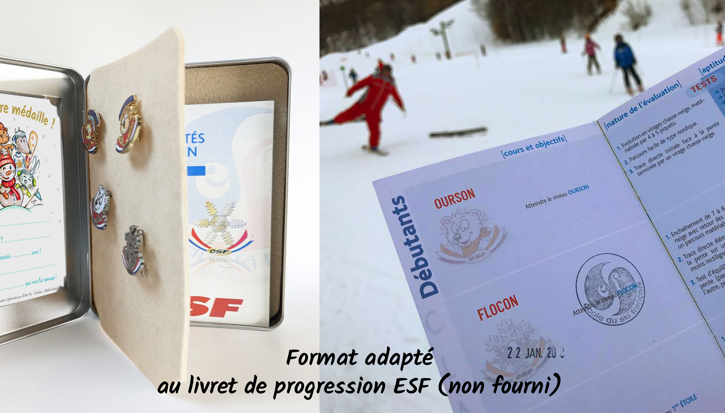 coffret boite medaille ski esf esi insigne snow 8