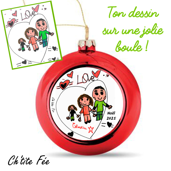 boule noel personnalisee dessin enfant 3