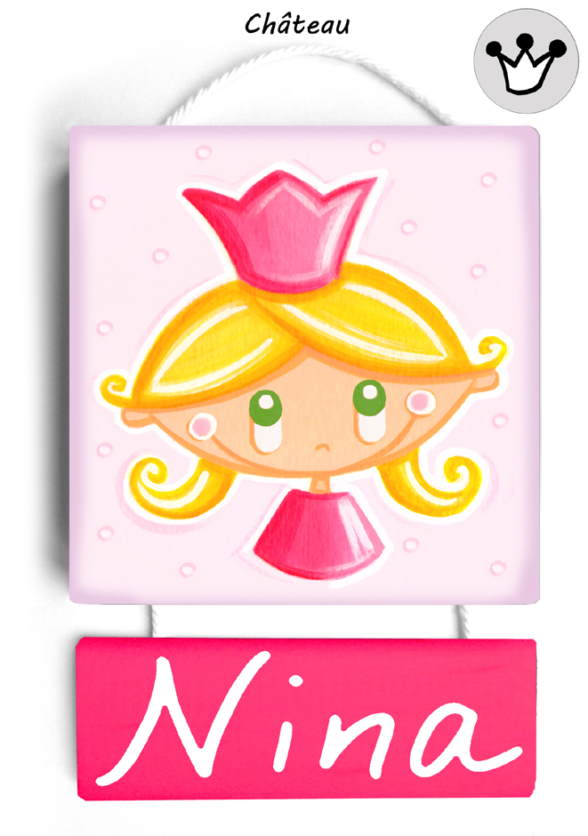 plaque de porte princesse rose