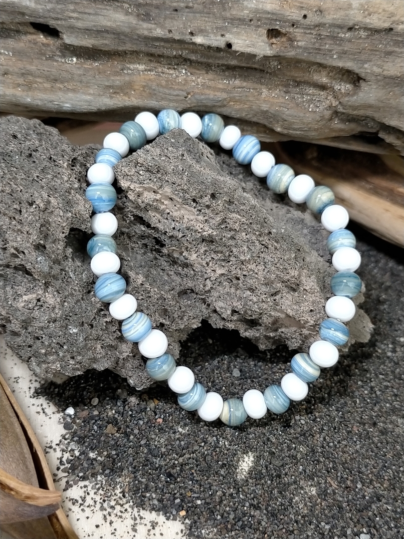Bracelet Perles De Verre Murano Vertes Sur Feuille D'argent – Fermoir Bascule