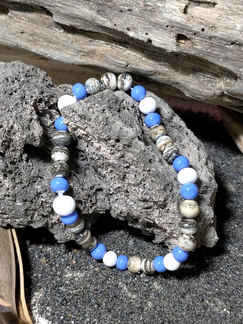 Bracelet perles Turquoise + verre de Murano - Michael Vessiere