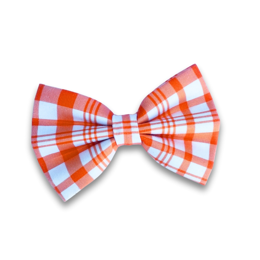 Nœud papillon pour chien – Motif à carreaux orange | Made in France