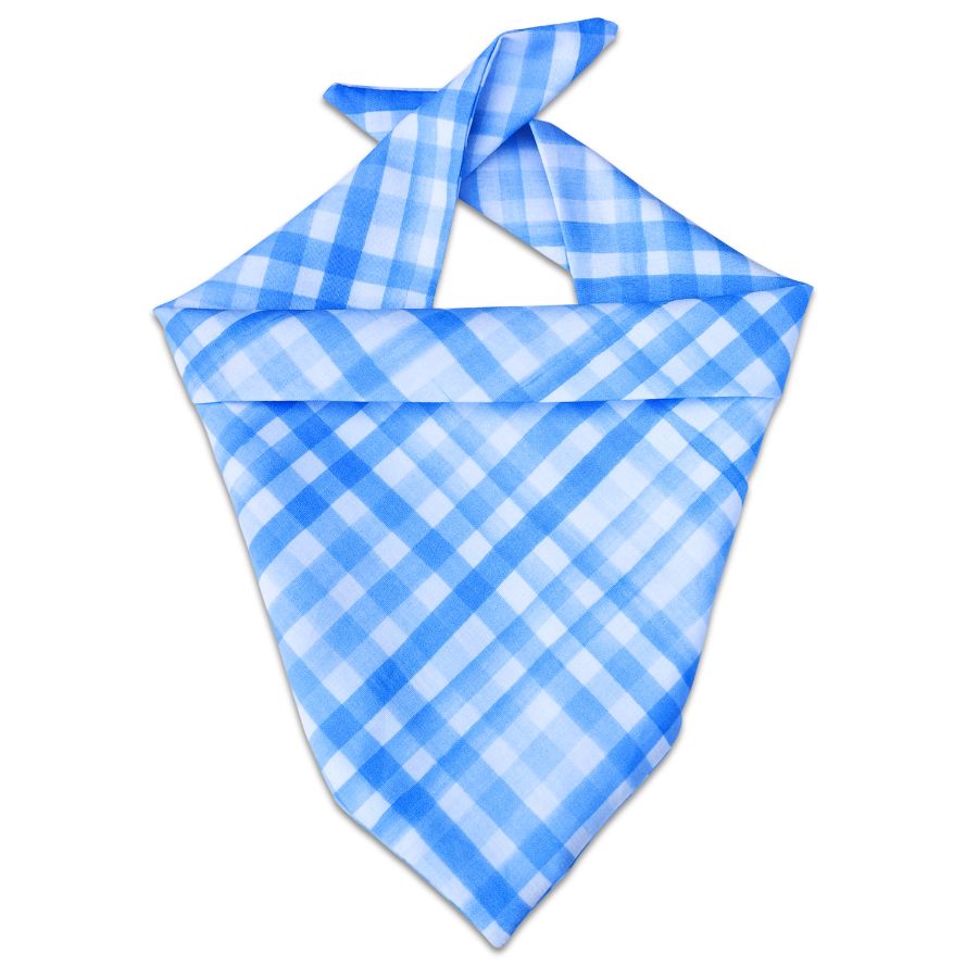 Bandana pour chien à carreaux bleus