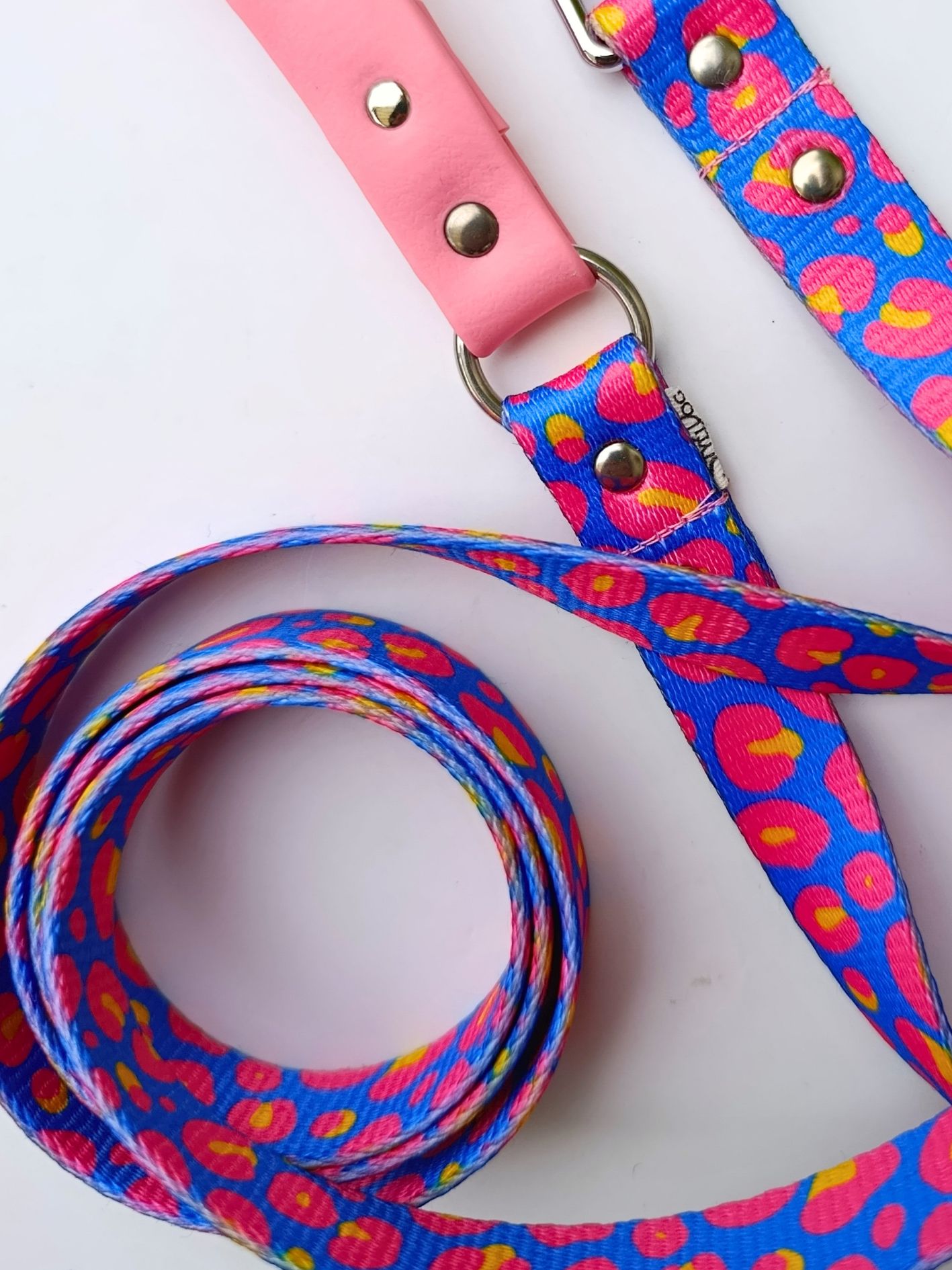 Laisse pour chien motif léopard rose et bleu Stylidog