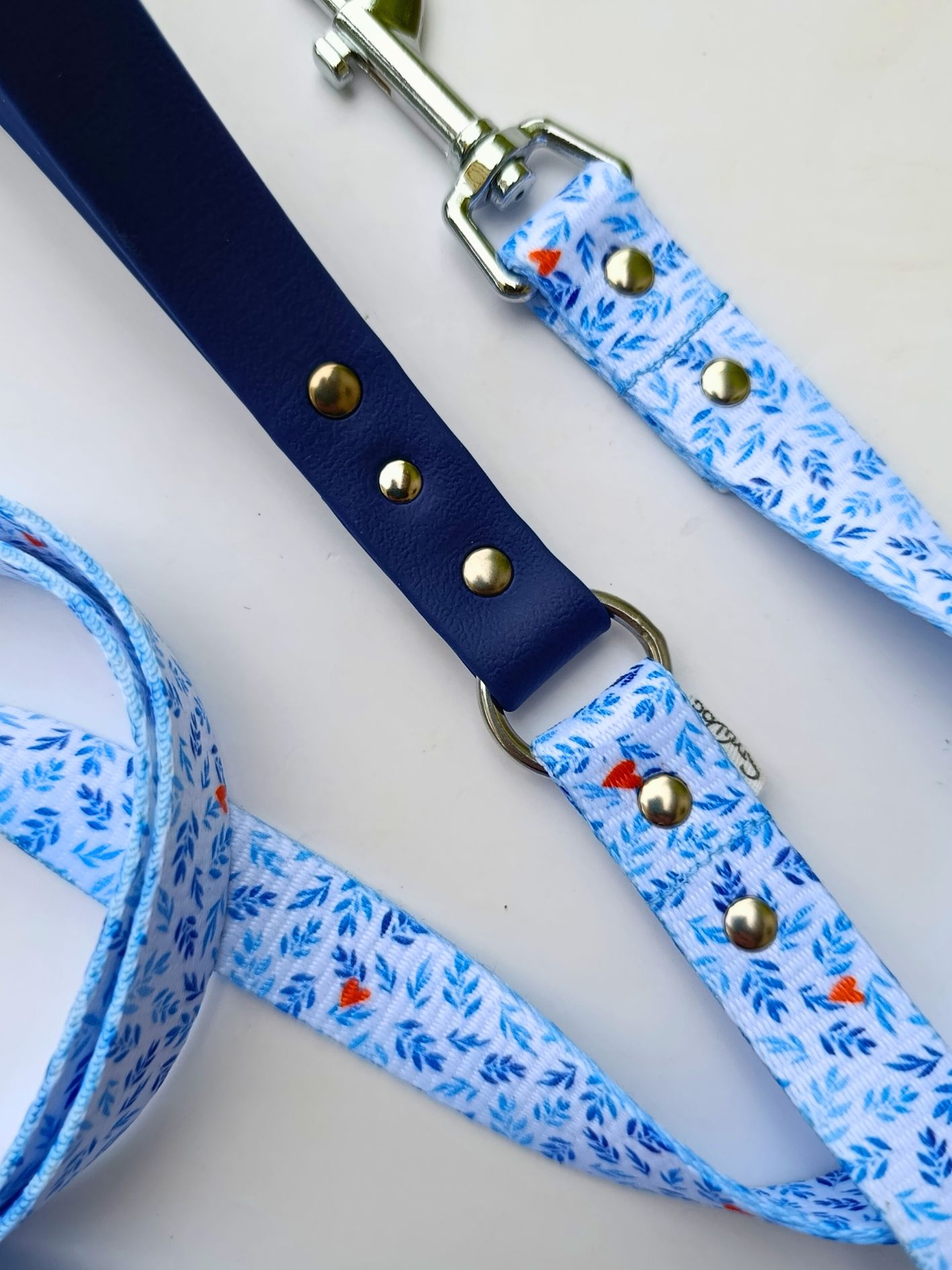 Laisse pour chien motif feuillage bleu Stylidog