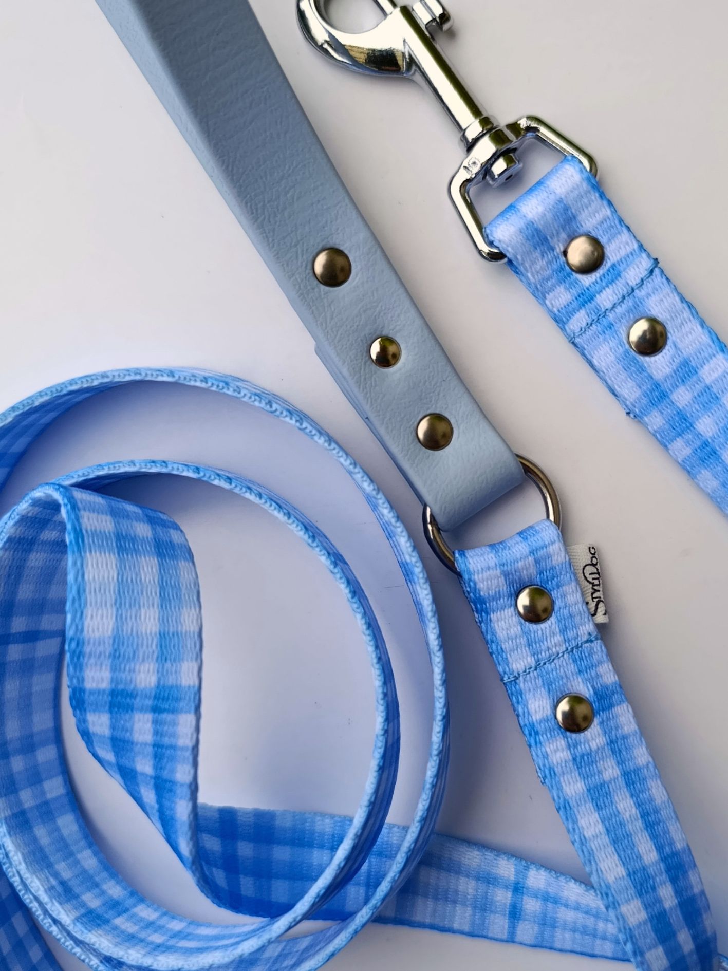 Laisse pour chien à  carreau bleu Stylidog