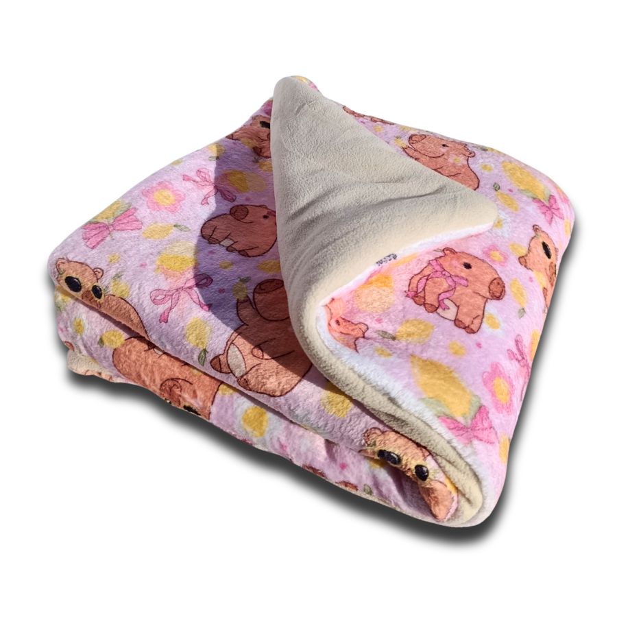 Plaid pour chien motif citron, rongeur & fleurs – Douillet, fait main en France