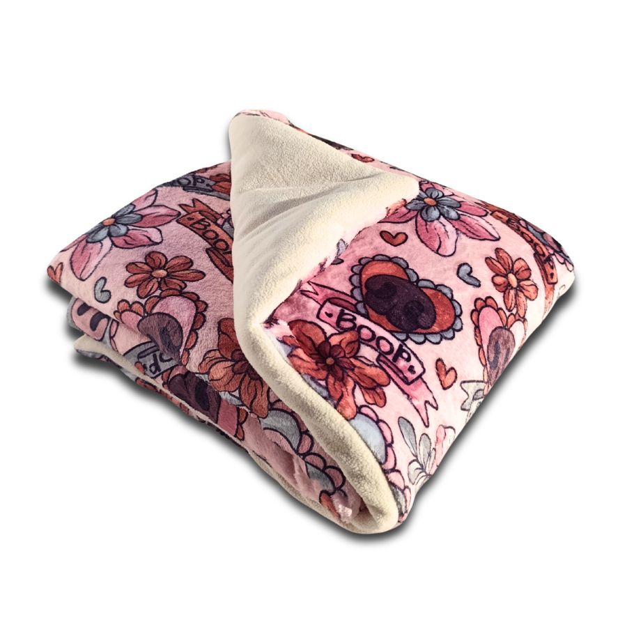 Plaid pour chien motif truffe, cœur & fleurs – Douceur artisanale made in France