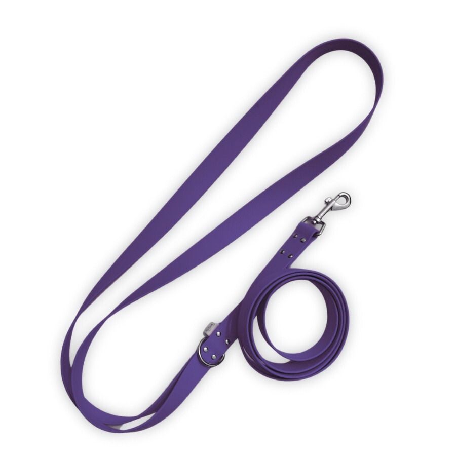 Violette - Laisse bandoulière Biothane violet foncé – Main libre, waterproof & fait main en France