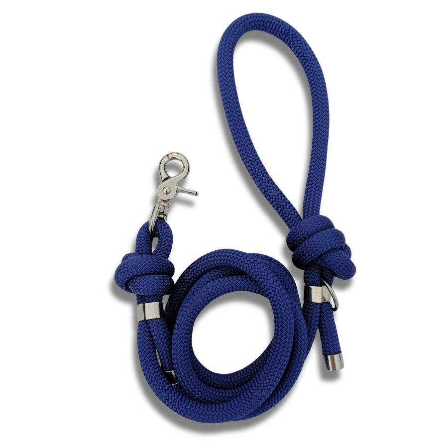 Laisse en corde bleu marine pour chien – Artisanale, résistante & made in France