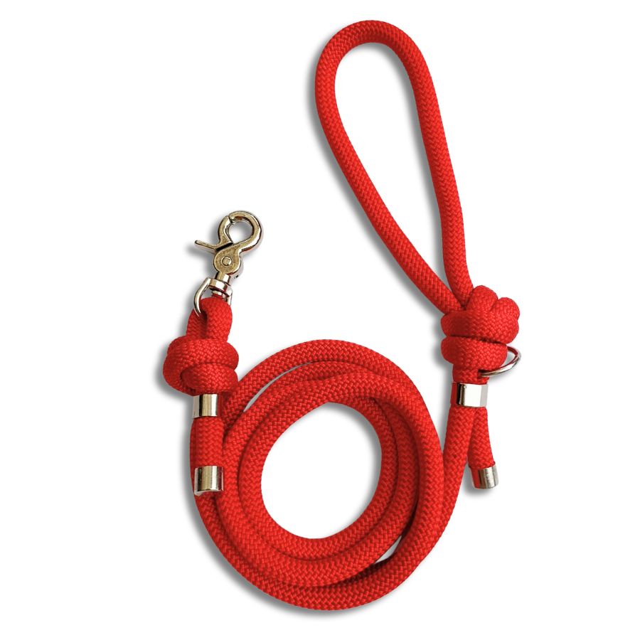 Laisse en corde rouge pour chien – Artisanale, résistante & made in France