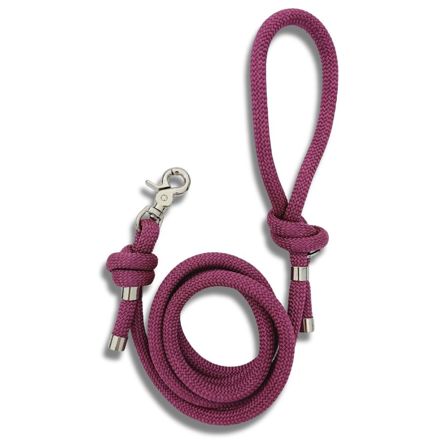 Laisse en corde bordeau pour chien – Artisanale, résistante & made in France