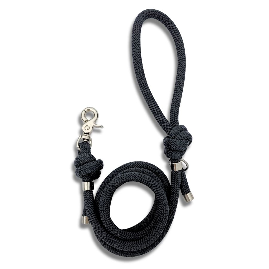 Laisse en corde noir pour chien – Artisanale, résistante & made in France