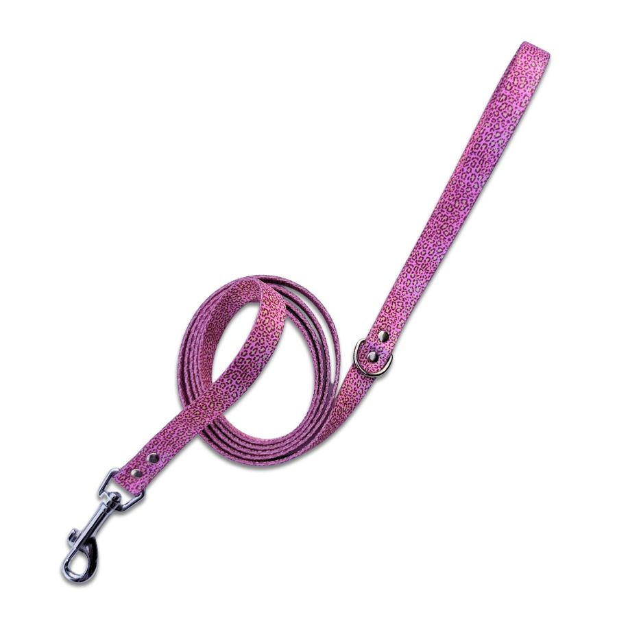 Laisse pour chat motif léopard rose – Fabrication artisanale en France