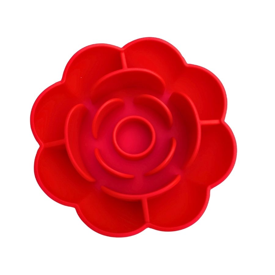 Tapis de léchage pour chien en forme de fleur – Antistress & anti-glouton - Rouge