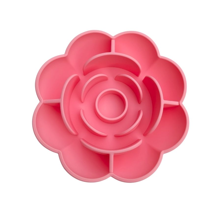 Tapis de léchage pour chien en forme de fleur – Antistress & anti-glouton - Rose
