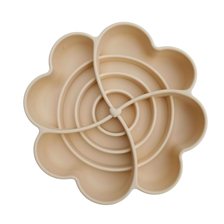 Tapis de léchage pour chien en forme de pétale de fleur – Antistress & anti-glouton - Beige