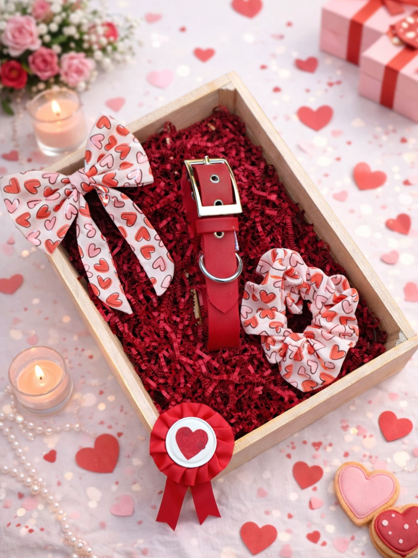 Pack Saint-Valentin Duo Matchy - Collier + Nœud + Chouchou assortis
