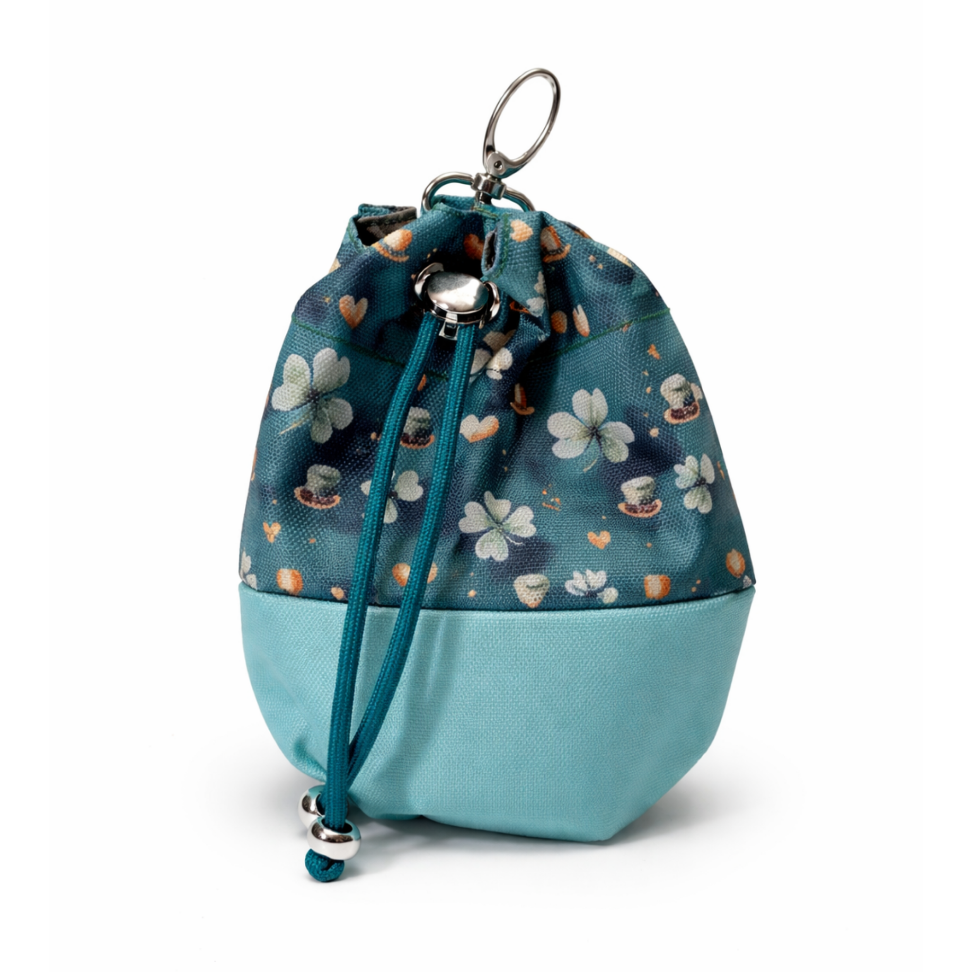 Pochette à friandises pour chien motif trèfle & cœurs dorés – Vert porte-bonheur - Stylidog
