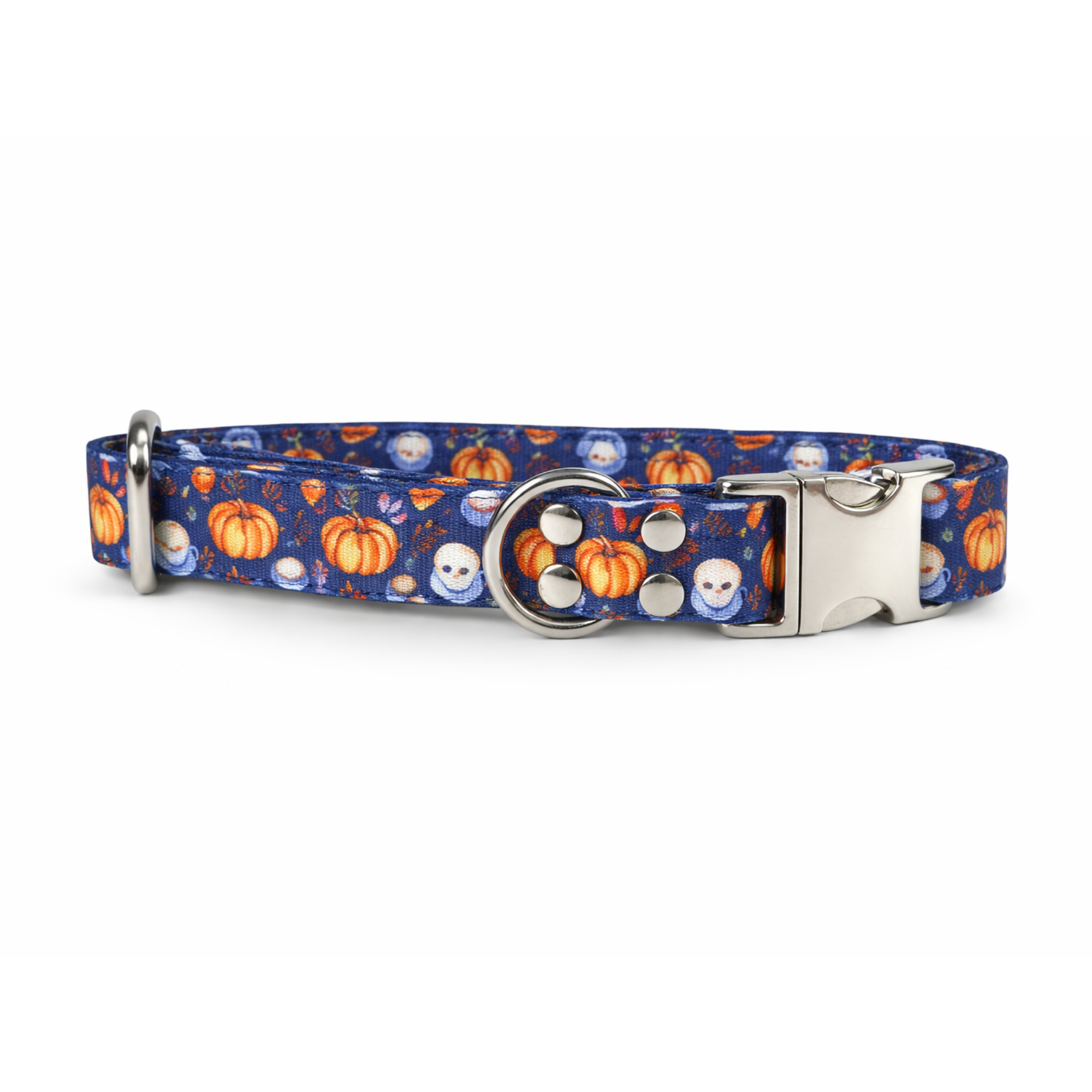 Collier pour chien motif citrouille & café – Original, réglable et fait main en France