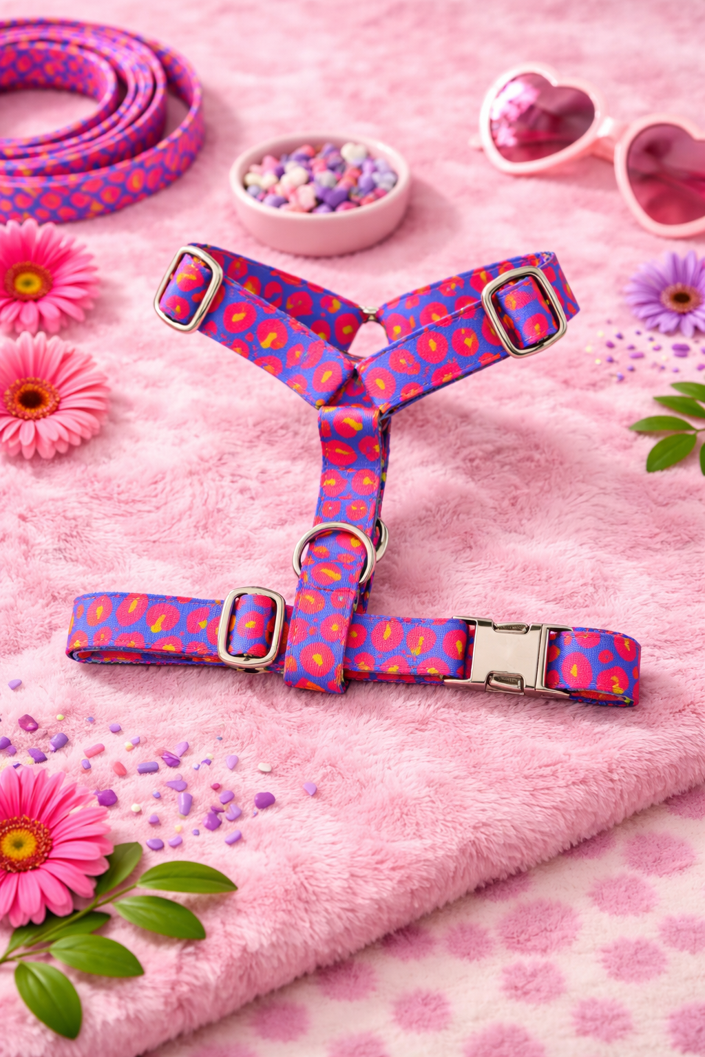 Harnais coloré avec accessoires assortis