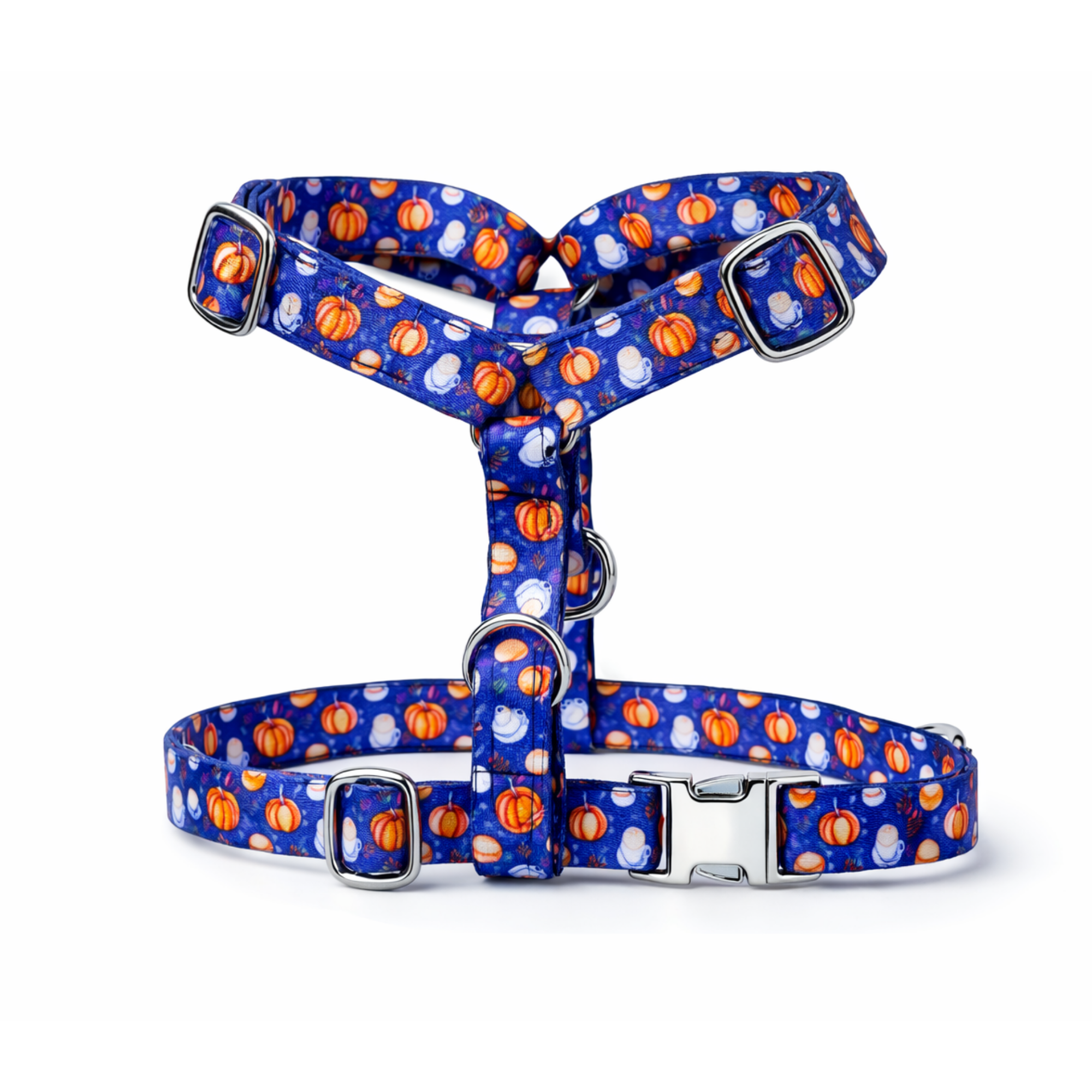 Harnais pour chien motif citrouille & café – Fabriqué en France, confortable et stylé