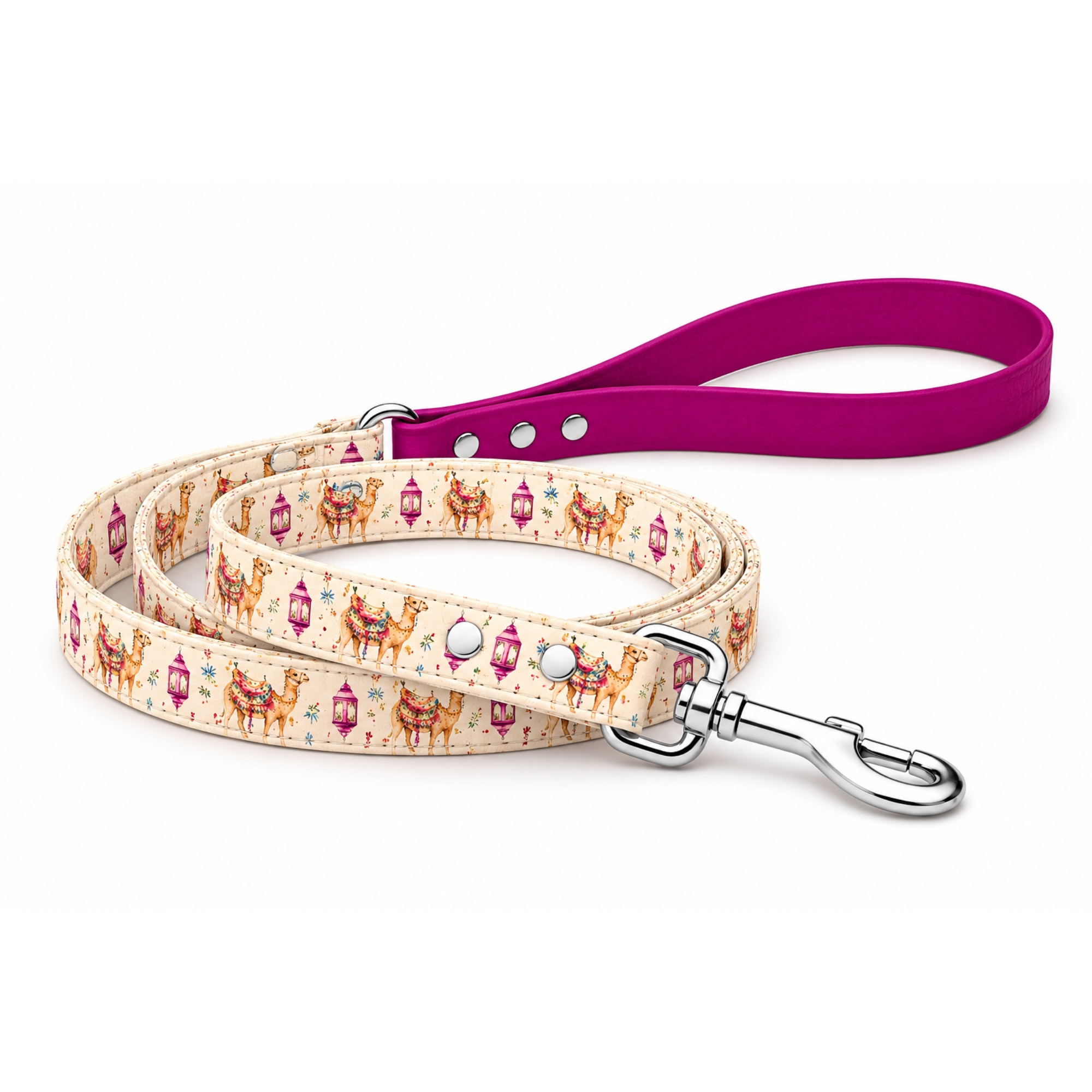 Laisse pour chien Sahara Bloom – Motif dromadaires & lanternes orientales