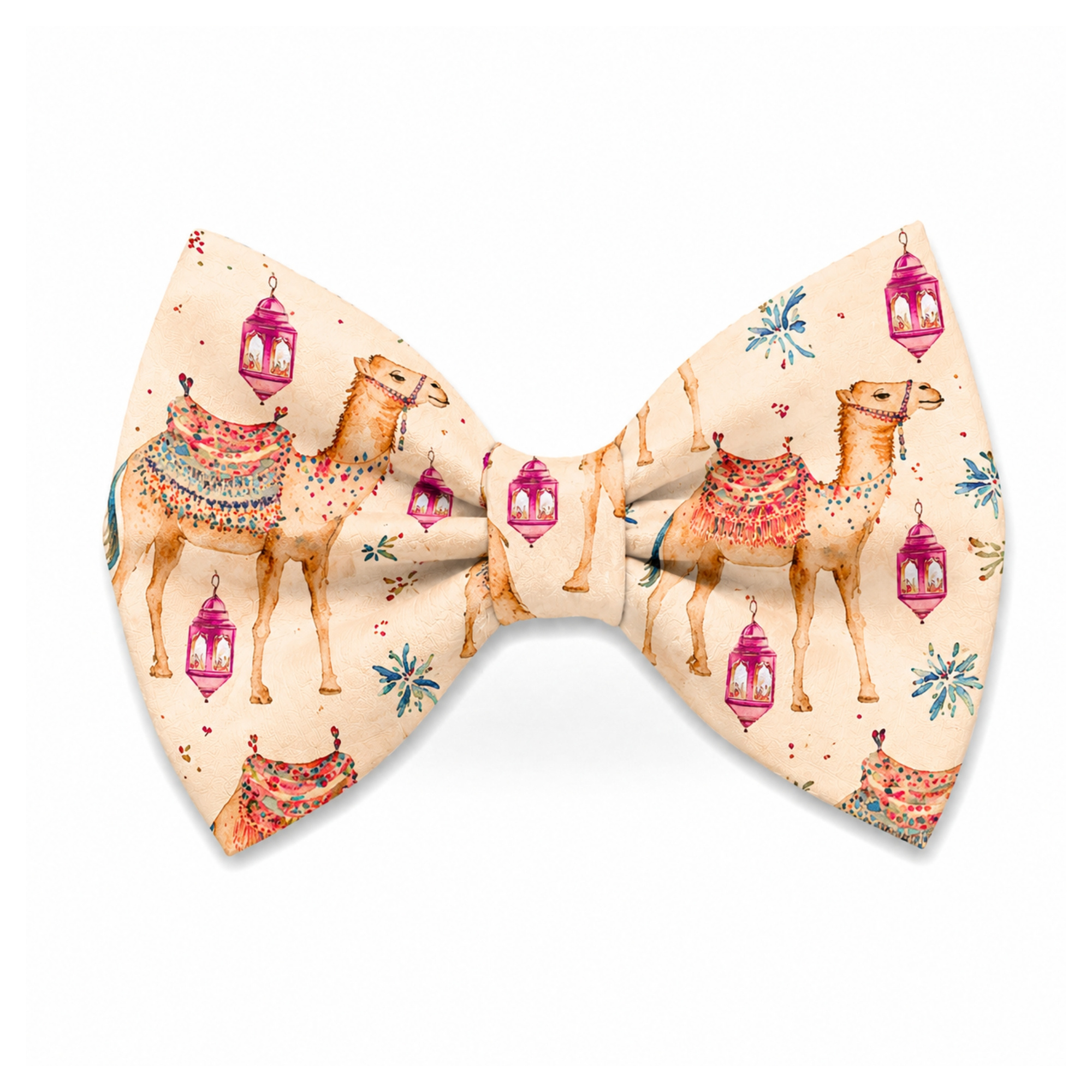 Nœud papillon pour chien Sahara Bloom – Motif dromadaires & lanternes orientales