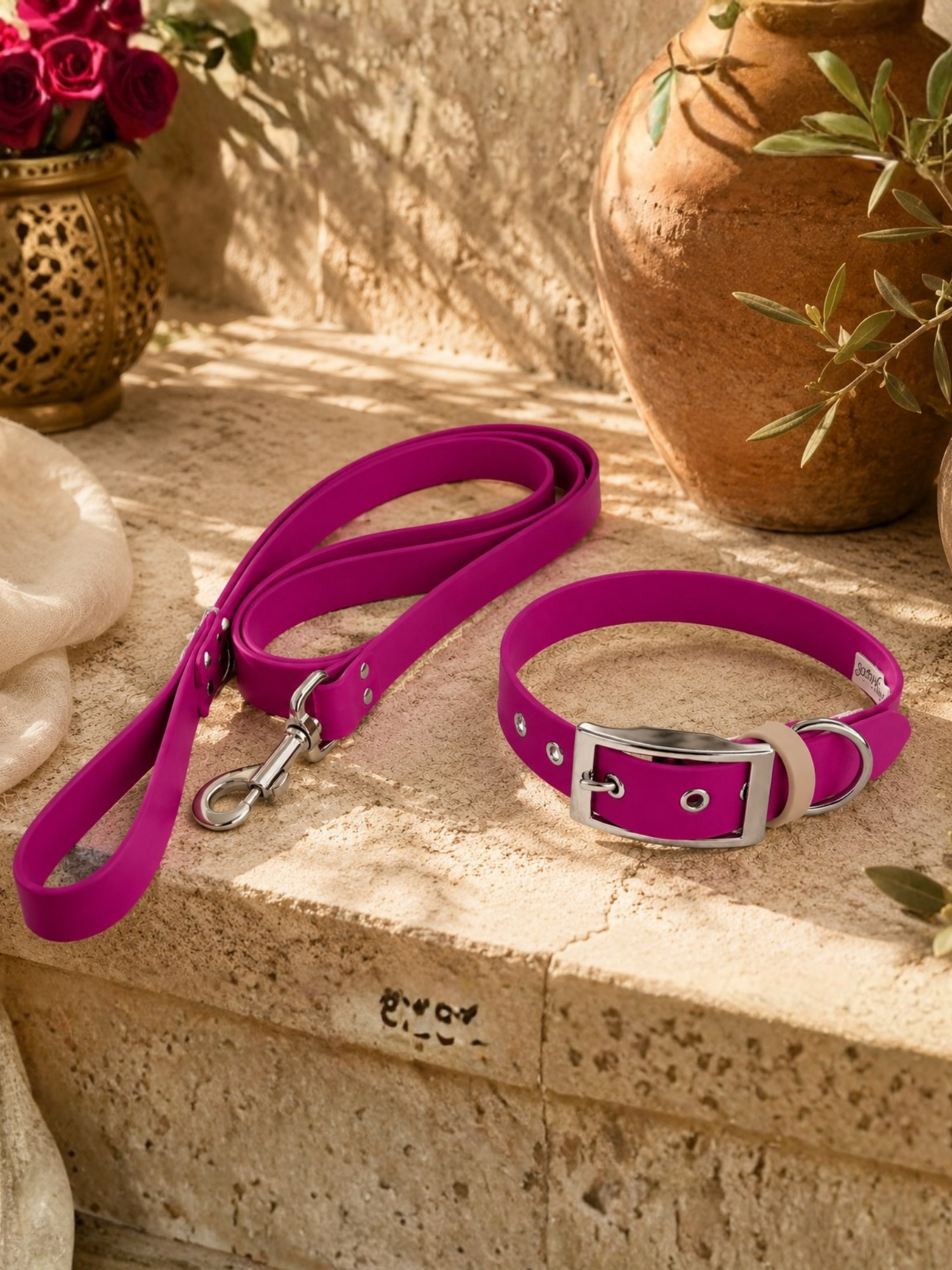 collier chien biothane fuschia stylidog