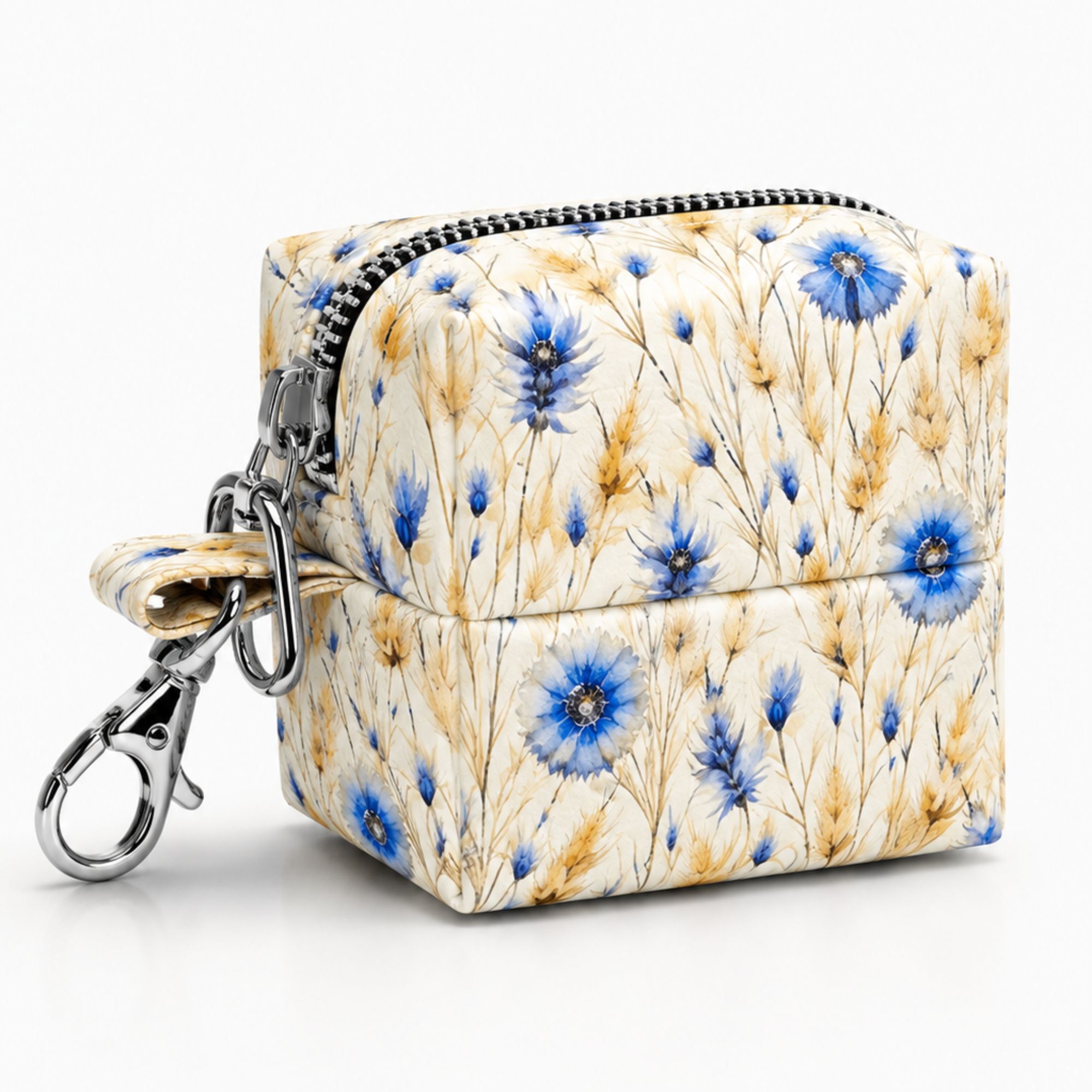 Distributeur de sacs à déjections motif blé & fleurs bleues