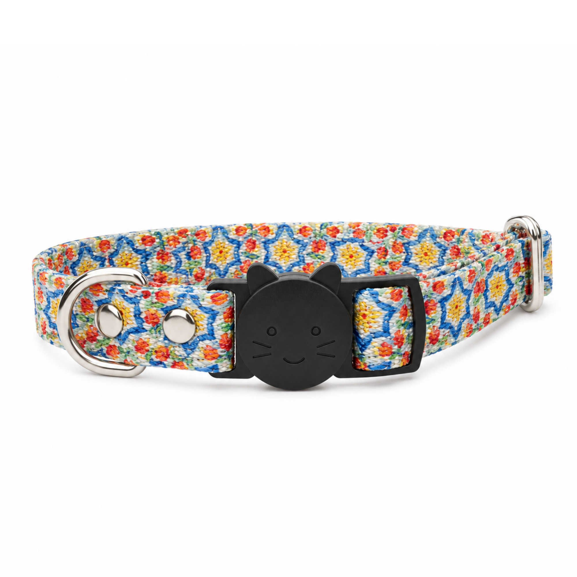 Collier pour chat motif carreaux italiens – Anti-étranglement Made in France