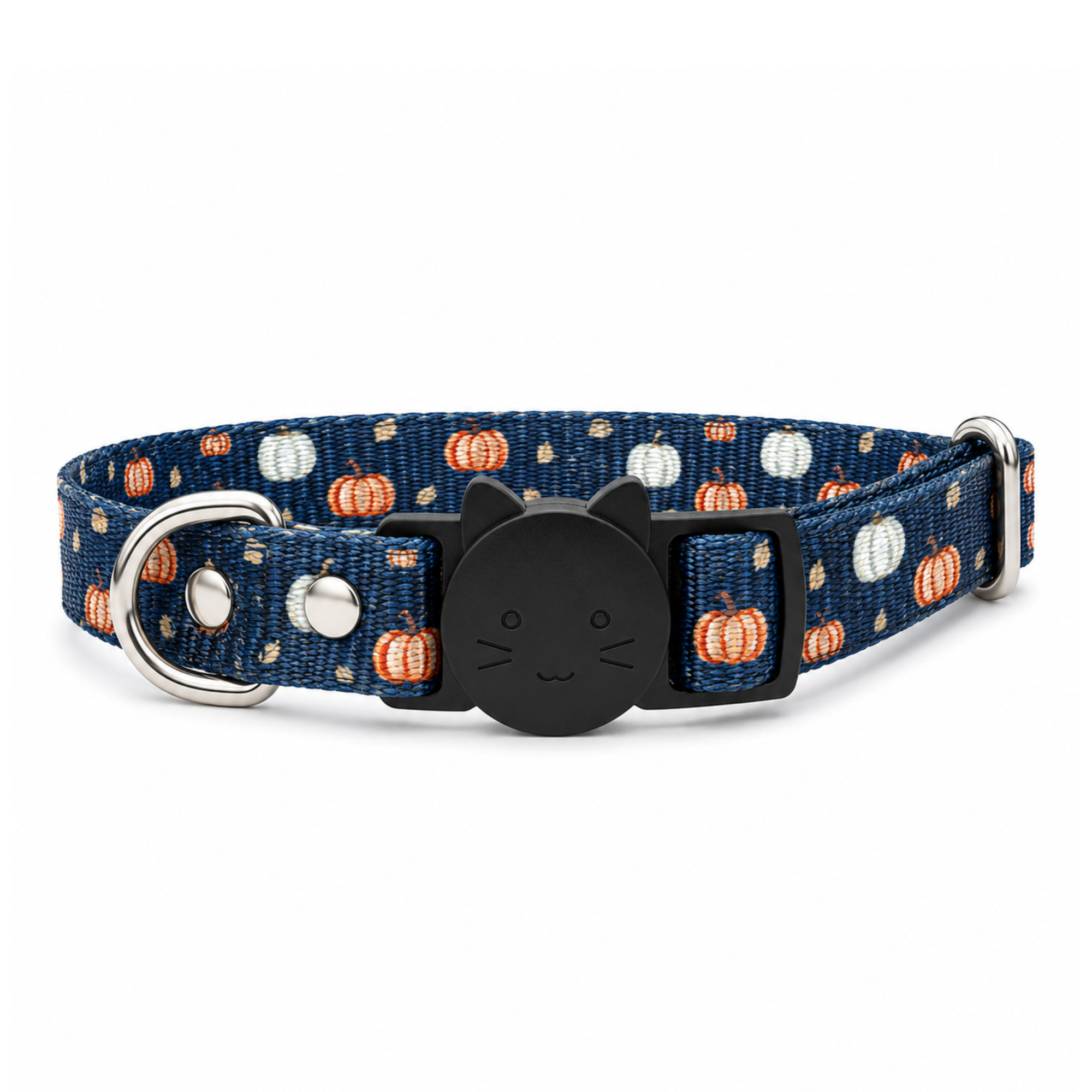 Collier pour chat motif citrouille effet laine – Anti-étranglement made in France