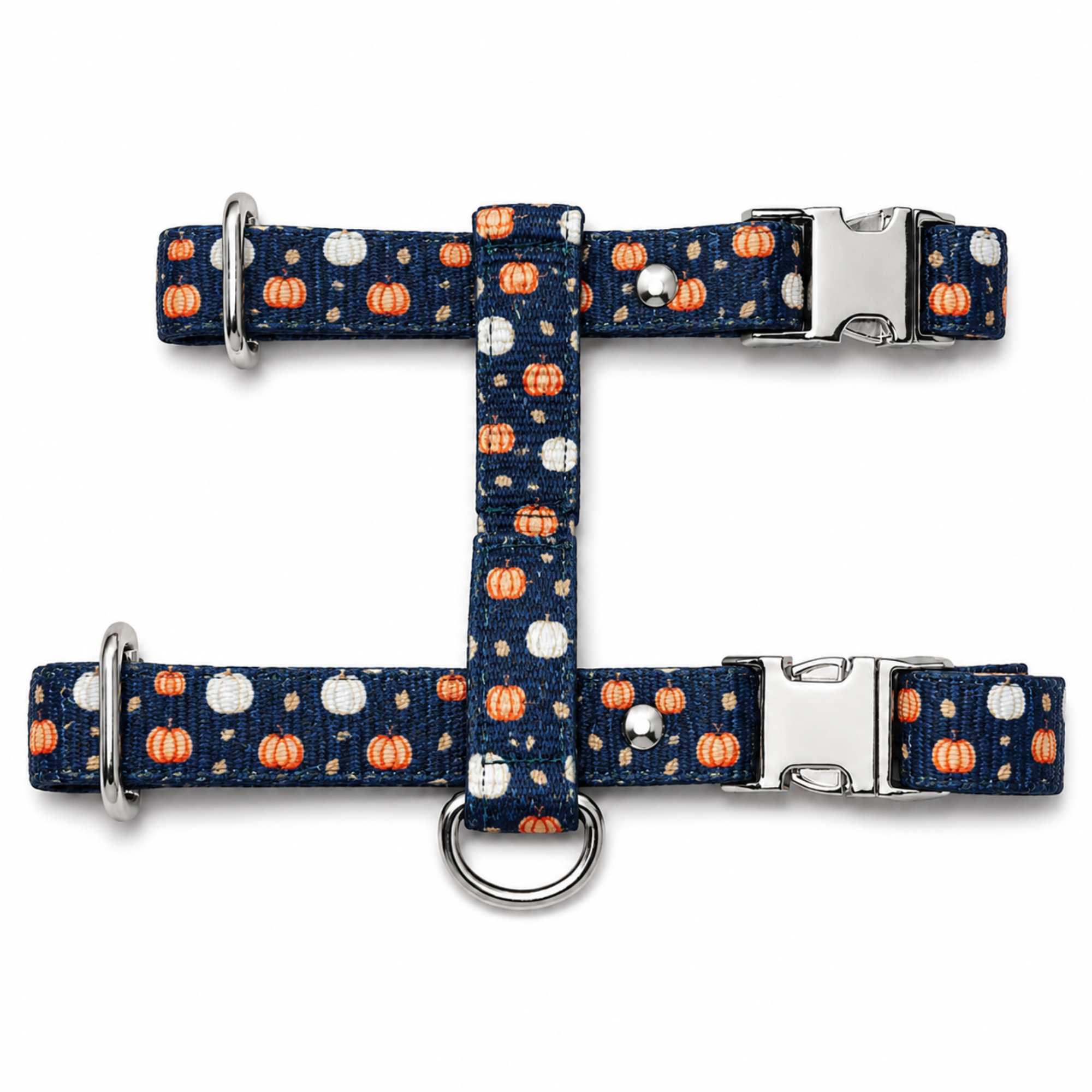 Harnais pour chat motif citrouille – Fabriqué en France pour balades stylées