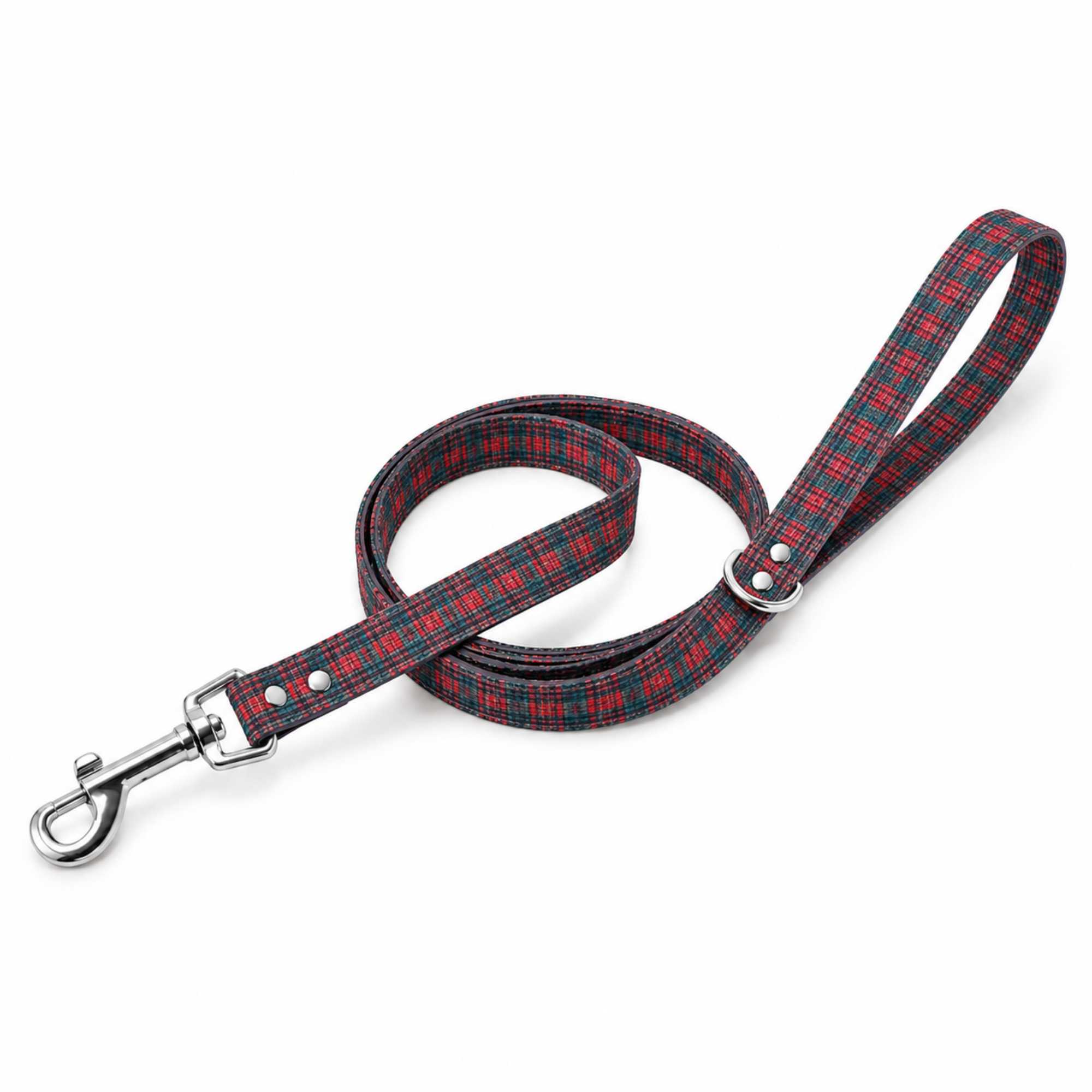 Laisse pour chat motif tartan écossais rouge et vert – Made in France