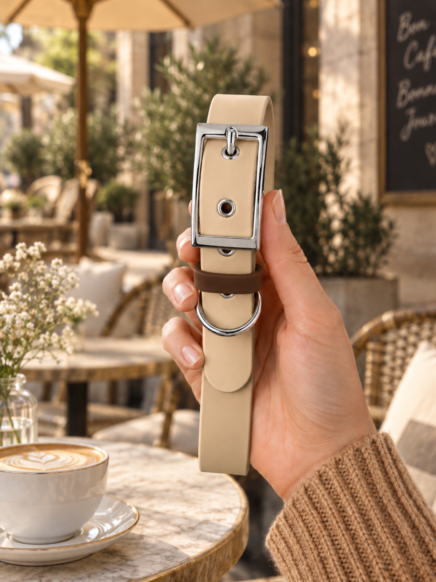 accessoire biothane beige pour chien