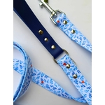 Laisse pour chien motif feuillage bleu Stylidog