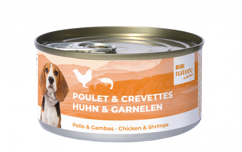 Bubi nature poulet et crevette pâtée pour chiens, alimentation humide haute qualité