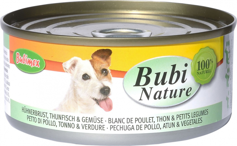 bubi nature blanc de poulet,thon et petis légumes 150g