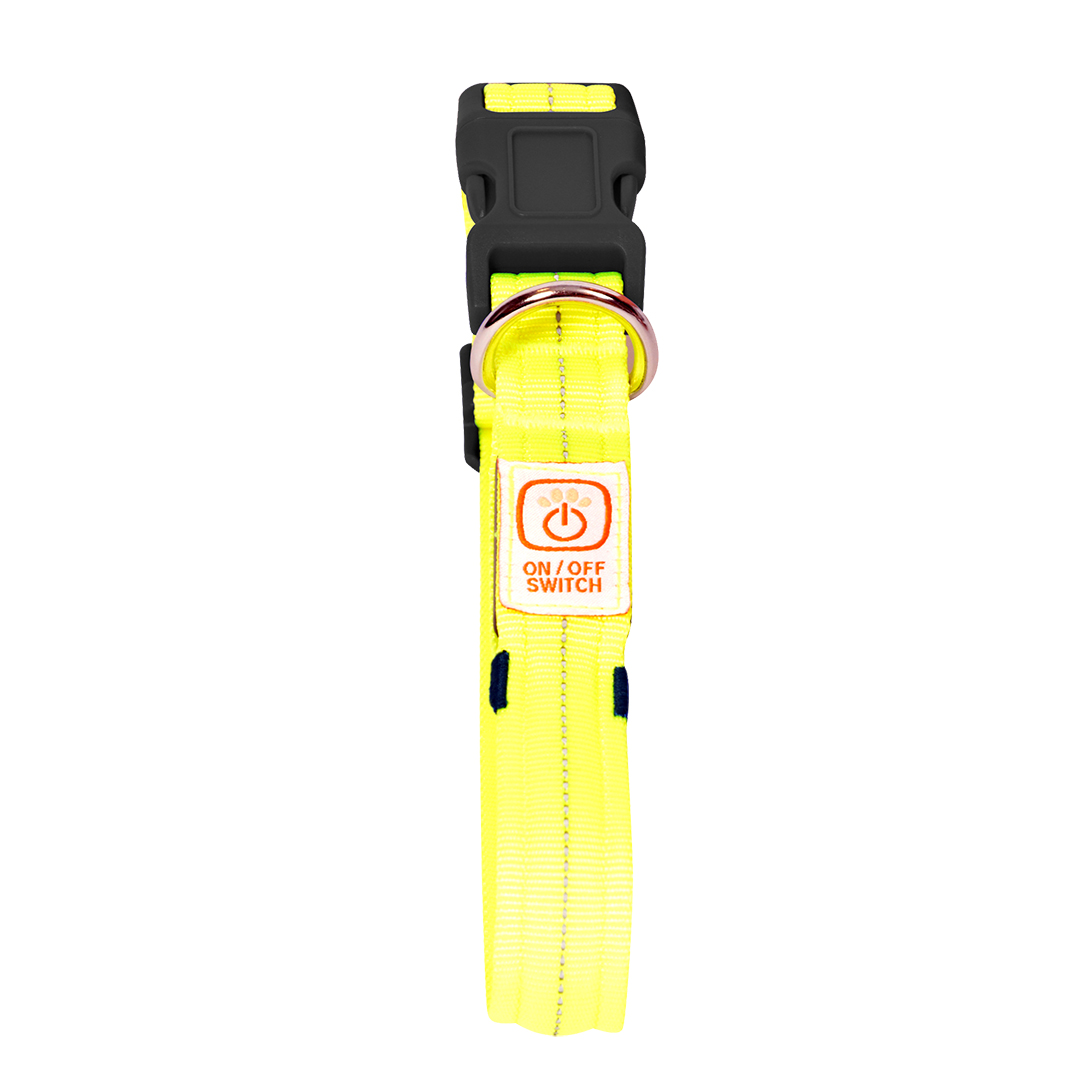 Collier nylon lumineux USB jaune néon